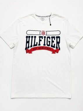 Tommy Hilfiger Graphic Logo T Shirt White Red Blue Regular Fit Men’s Medium NWT